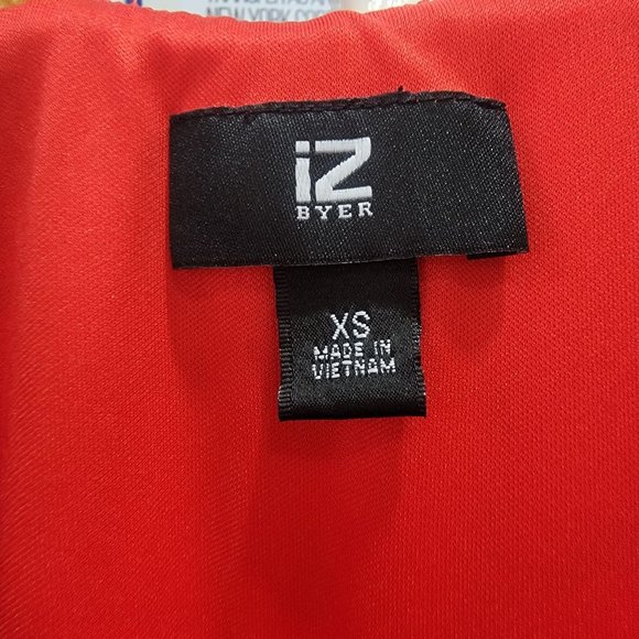 New SZ XS dress IZ Byer Orange Floral Double Strapped Sundress Red stretch Midi - Picture 4 of 7